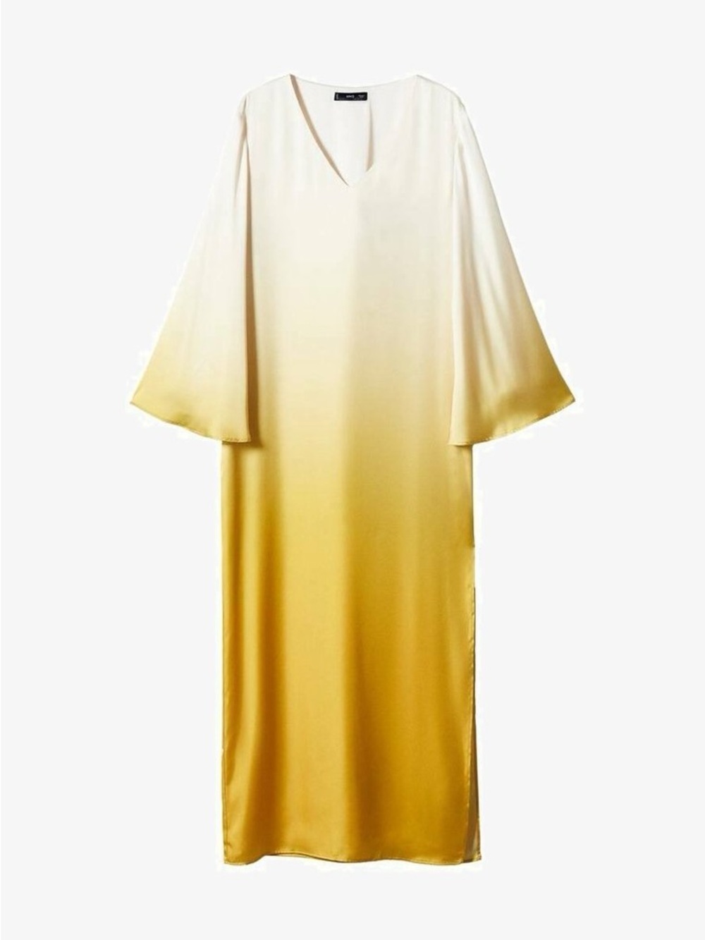 Mango Ombre Yellow Cream Long Sleeve Satin Maxi Dress - Picture 3 of 5